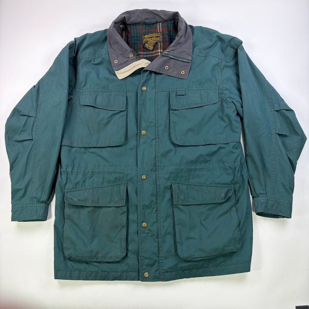 Eddie Bauer Wool Lined Mountain Parka Mens Large Green Vintage Field Jacket